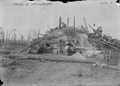 Ruins of the chateau at Contalmaison after the Battle of the Somme, 1916 by George Grantham Bain